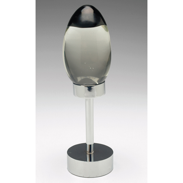 Appraisal: Fratelli Toso''Saso'' sculpture clear solid egg formwith applied blackabstract decorationon