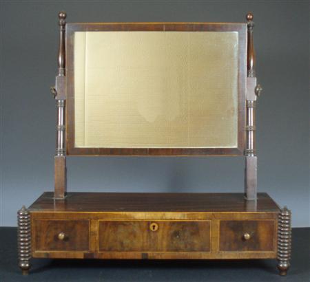 Appraisal: A George III mahogany toilet mirror the mirror of rectangular