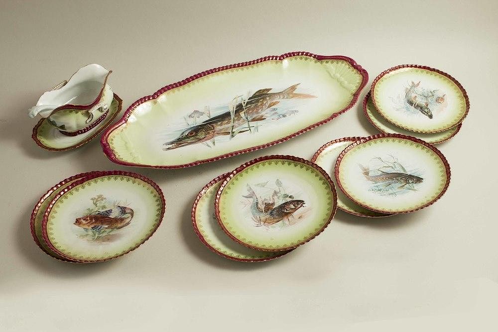 Appraisal: Imperial Crown China Porcelain Fish Service Twelve piece Imperial Crown