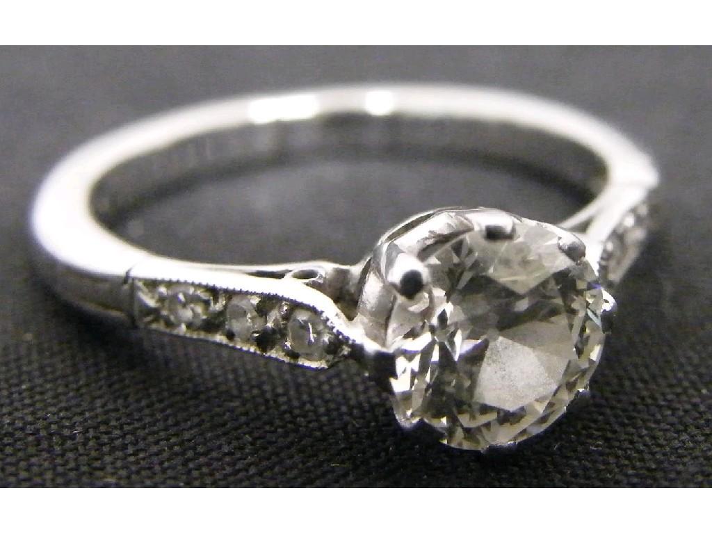 Appraisal: White gold diamond solitaire ring the expandable shank with diamond