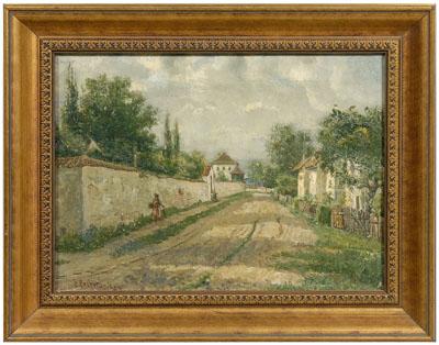 Appraisal: Painting signed quot F Brobst quot dirt road in a