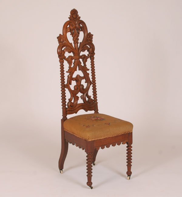 Appraisal: Victorian carved transept side chair extensive floral and turn carving