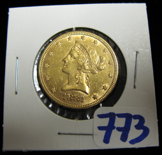 Appraisal: U S TEN DOLLAR GOLD COIN Liberty head type -P