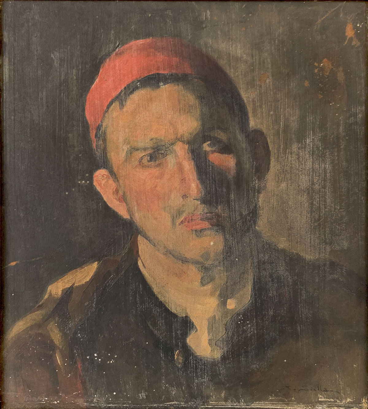 Appraisal: SALLA Salvatore American - Portrait of a Man Wearing Bandana