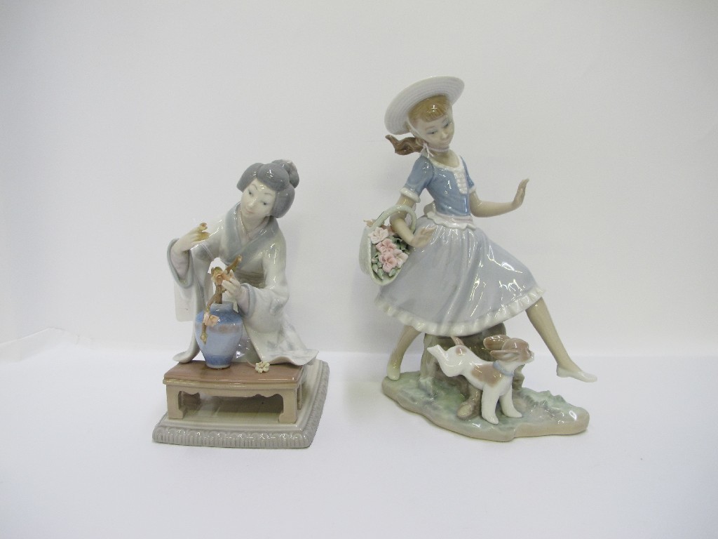 Appraisal: Lladro group of a girl and puppy and another of