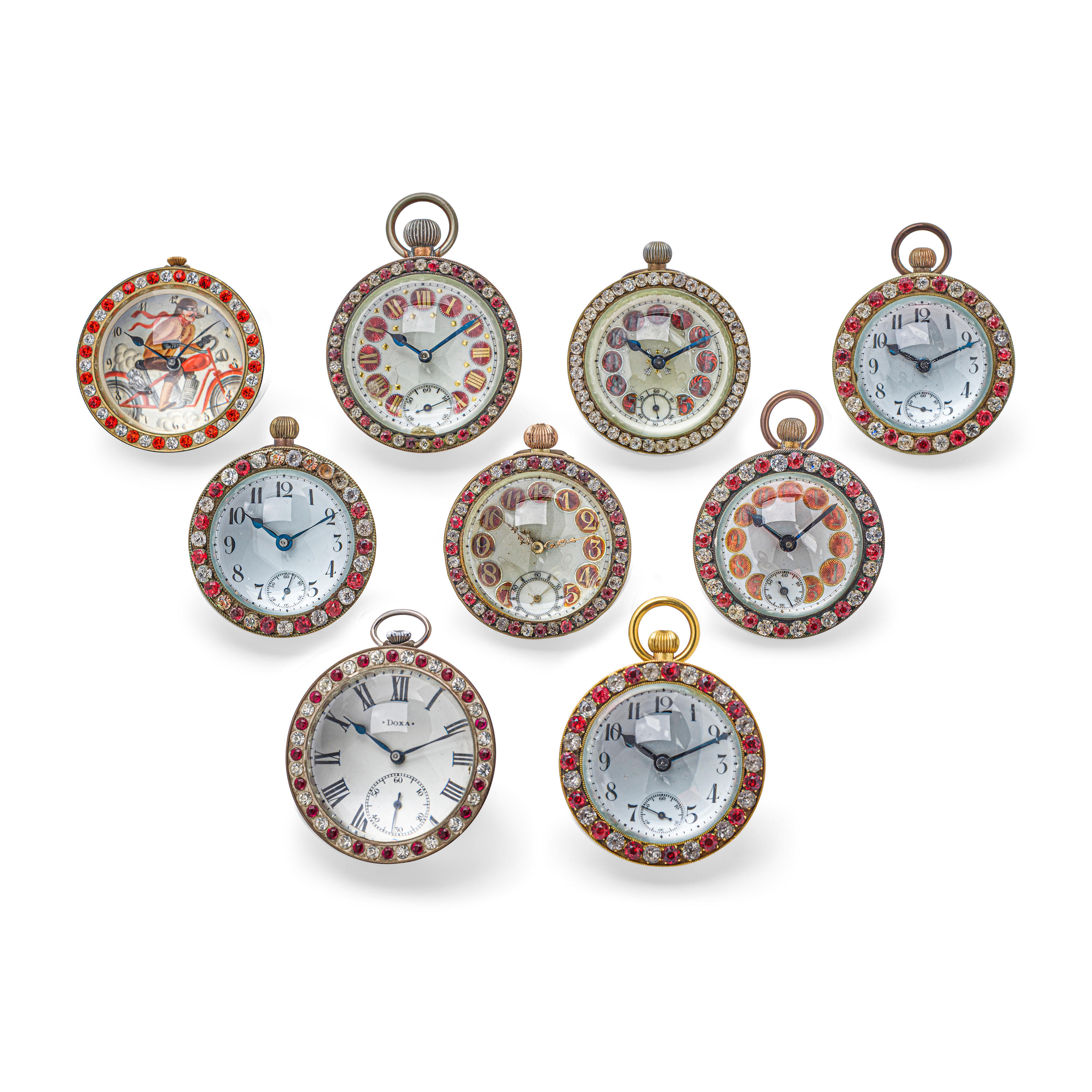 Appraisal: A GROUP OF NINE BALL CLOCKS Of varying sizes styles