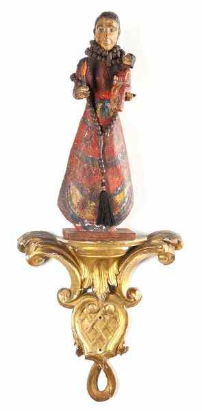 Appraisal: Spanish Colonial Santos Figureprobably th century standing figure holding a