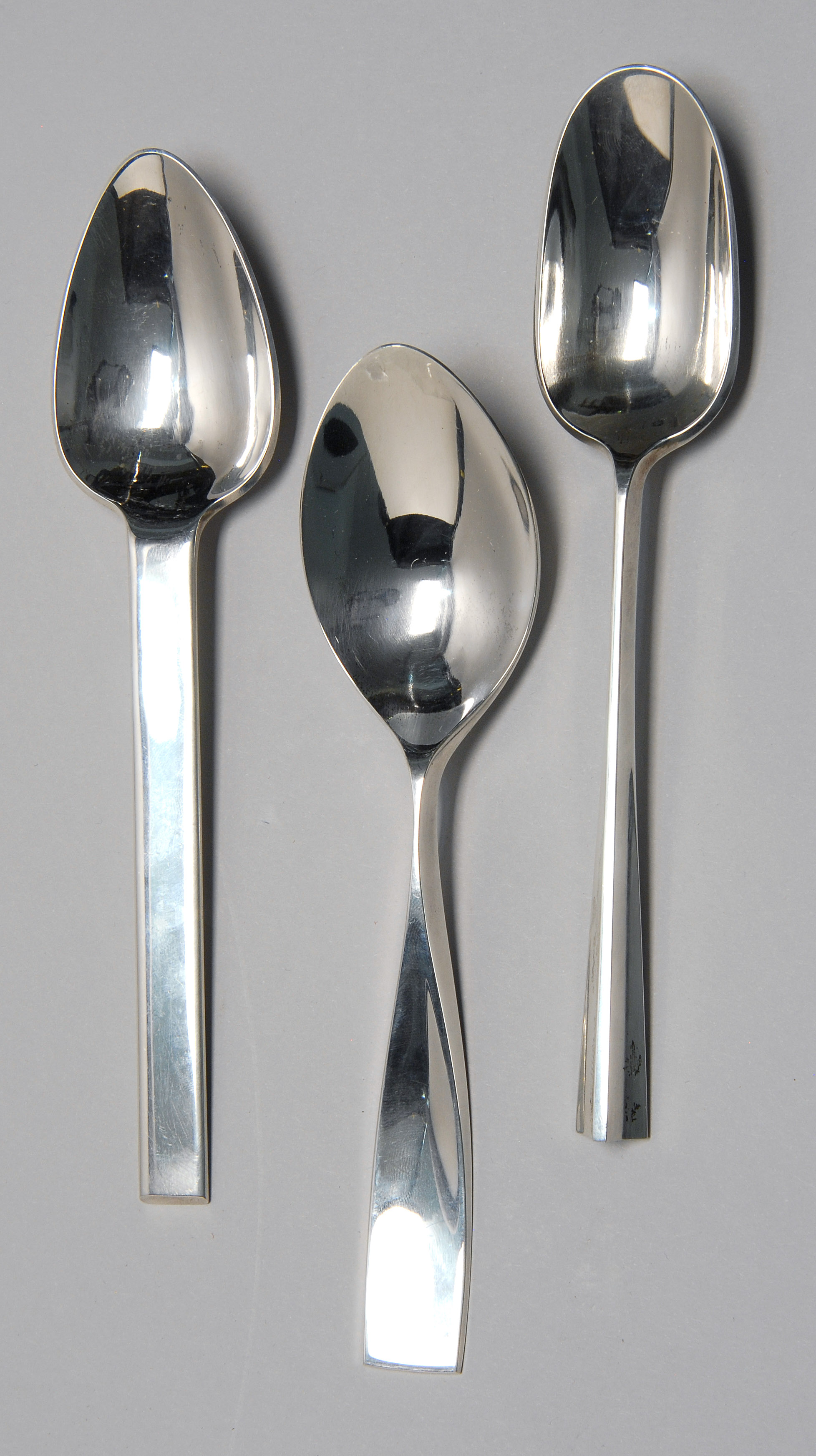 Appraisal: THREE HANS CHRISTENSEN MODERNIST STERLING SILVER SPOONS Rochester New York