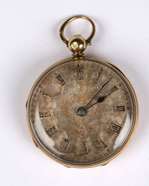 Appraisal: AN K GOLD SMALL POCKET WATCH the floral decorated engine