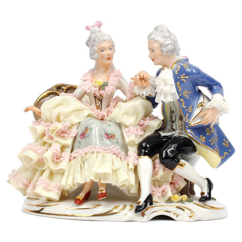 Appraisal: Dresden lace porcelain figure group of th century courting couple