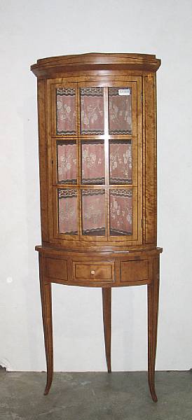 Appraisal: A Biedermeier birch inlaid corner cabinet second quarter th century