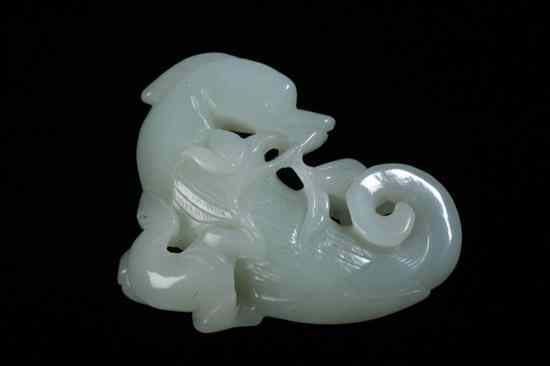 Appraisal: CHINESE CELADON JADE FIGURE OF MANDARIN DUCK - in long