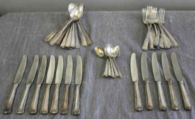 Appraisal: Silver Partial Flatware Set large spoons dinner forks dinner knives