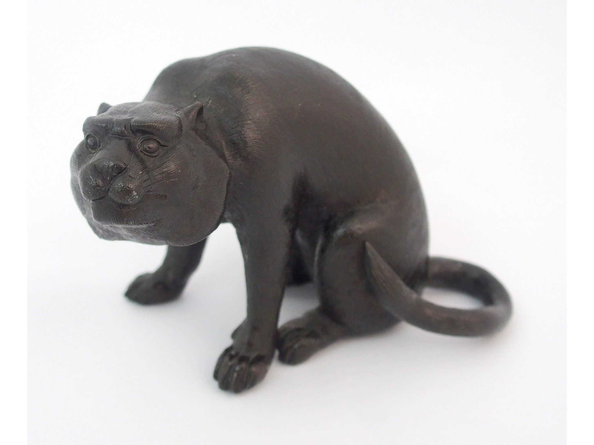 Appraisal: A Japanese bronze model of a large catseated with tail