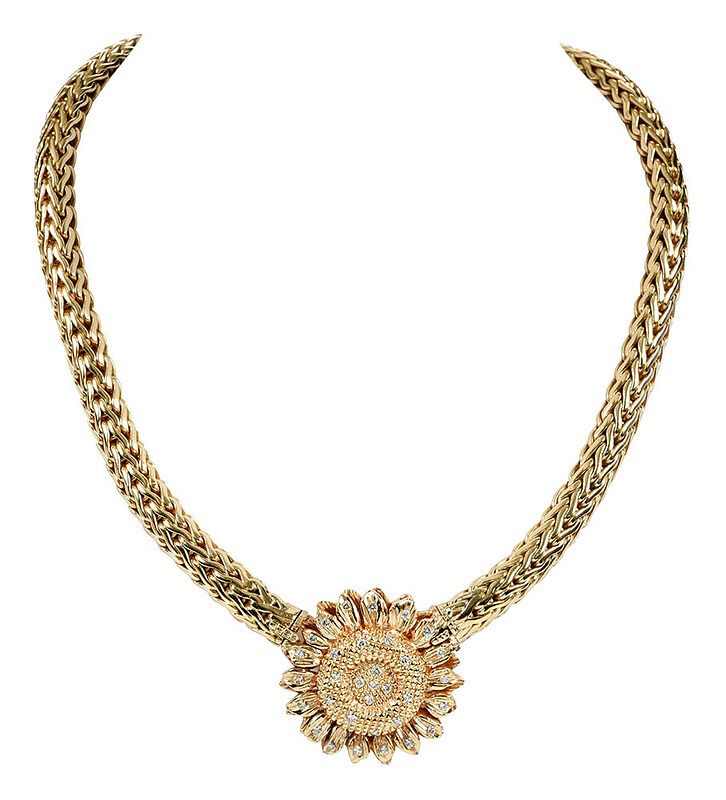 Appraisal: kt Diamond Necklace removable sunflower pendant round brilliant diamonds estimated