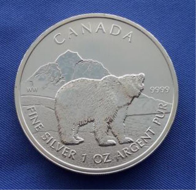 Appraisal: Canadian oz Silver Grizzly Bear CoinIn excellent uncirculated condition