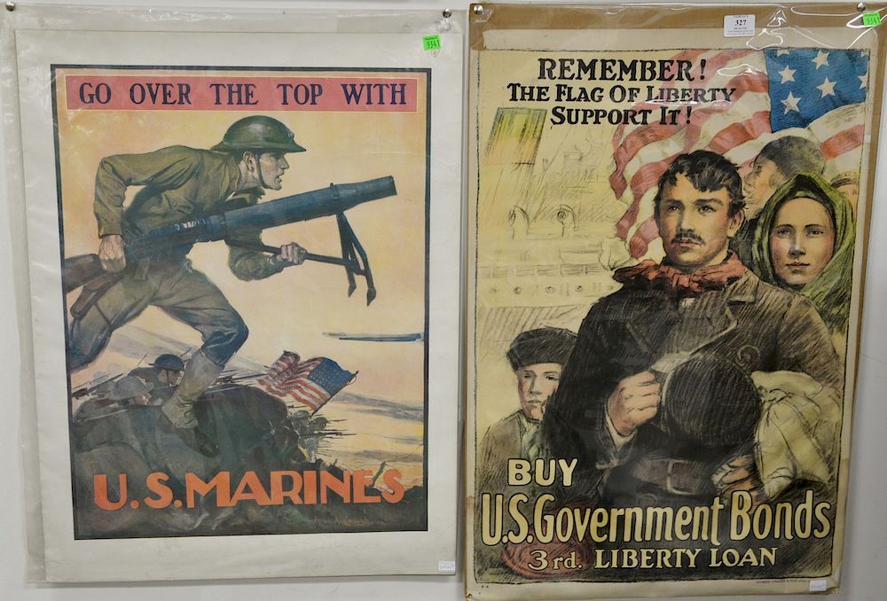 Appraisal: Eight original American WW posters to include Remember Belgium Buy