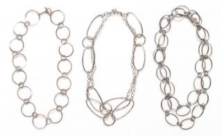 Appraisal: A Collection of Sterling Silver Open Link Necklaces dwts A