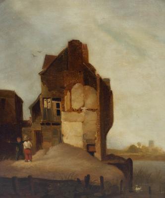 Appraisal: After William Mulready - The Ruined Cottage oil on panel