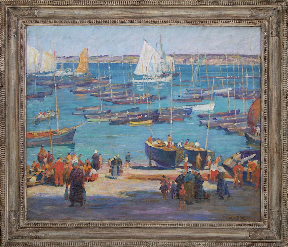 Appraisal: Howard Logan Hilderbrandt Oil on Canvas The Day's Catch Exclusive