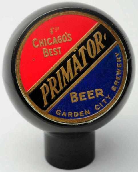 Appraisal: Primator Beer Tap Knob Garden City Brewery Nice bright paint