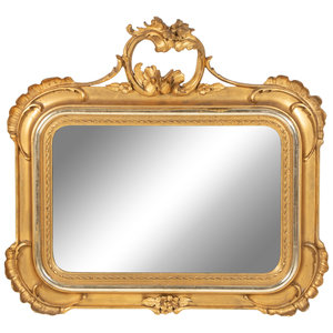 Appraisal: An Italian Part-Silvered Giltwood Mirror th Century Height x width