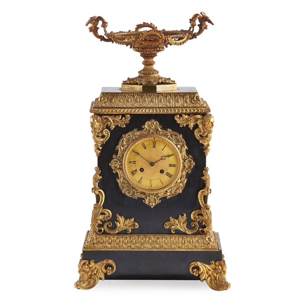 Appraisal: LARGE FRENCH SLATE GILT BRONZE MOUNTED MANTEL CLOCK TH CENTURY