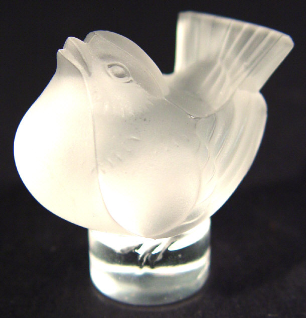 Appraisal: Miniature Lalique frosted glass bird paperweight etched ' Lalique France'