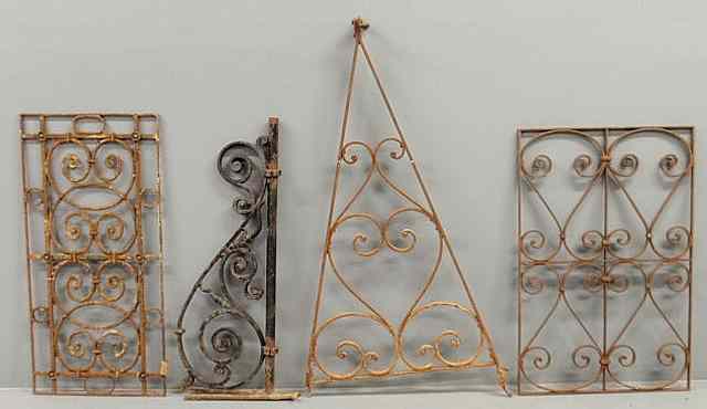 Appraisal: Two wrought iron window grates largest x and two wrought