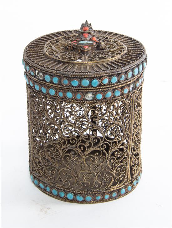 Appraisal: Sale Lot A Southeast Asian Filigree Canister th th century