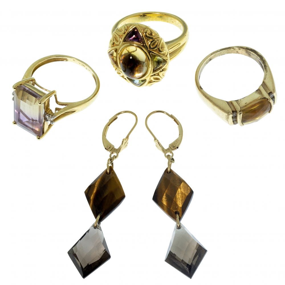 Appraisal: K YELLOW GOLD AND GEMSTONE JEWELRY ASSORTMENT items including a