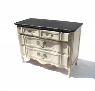 Appraisal: Painted French Style Commode Serpentine form with two short drawers