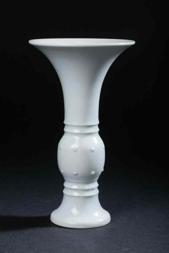 Appraisal: CHINESE MONOCHROME BLANC-DE-CHINE PORCELAIN GU-FORM VASE Kangxi six character underglazed