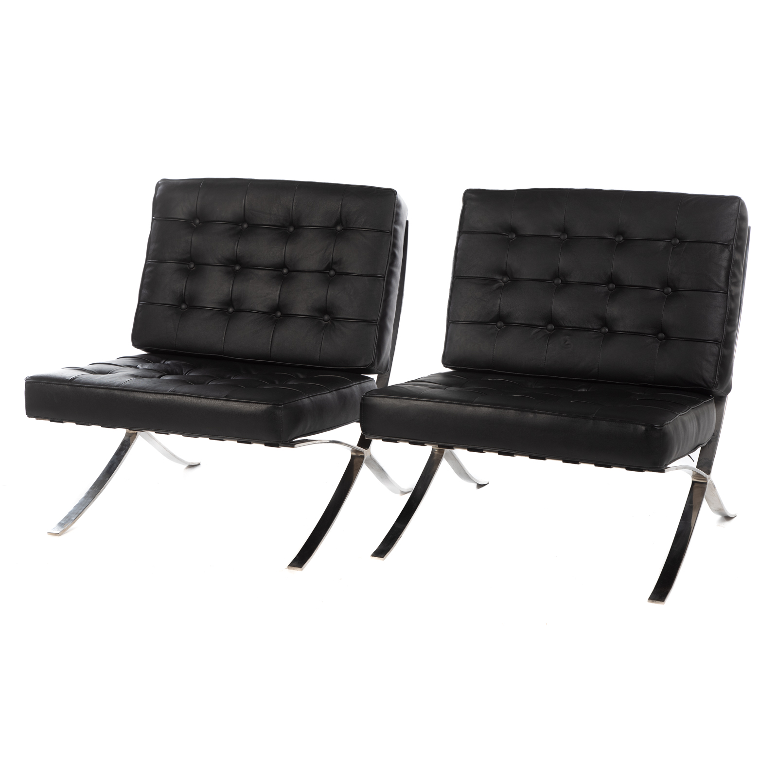 Appraisal: A PAIR OF MIES VAN DER ROHE STYLE BARCELONA CHAIRS