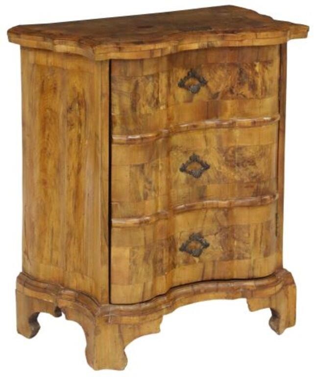 Appraisal: Venetian patchwork burl walnut bedside cabinet th c having a