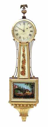 Appraisal: Federal giltwood presentation banjo clock signed Aaron Willard Boston circa