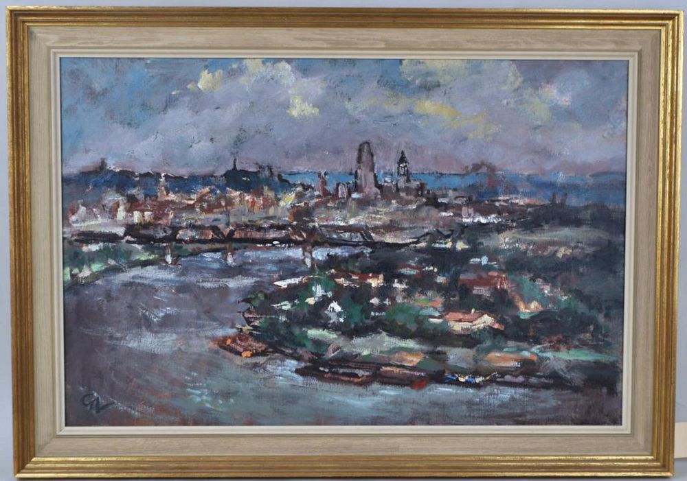 Appraisal: C von Volborth Abstract Cityscape O C Carl-Alexander von Volborth