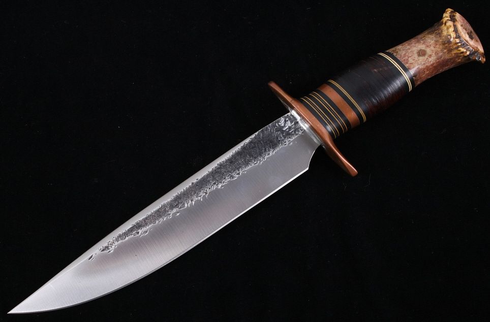 Appraisal: J Behring Jr Custom Stag Horn Bowie Knife Featured in