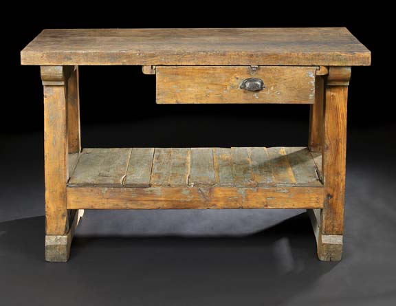 Appraisal: Provincial Pine and Fruitwood Work Table mid- th century the