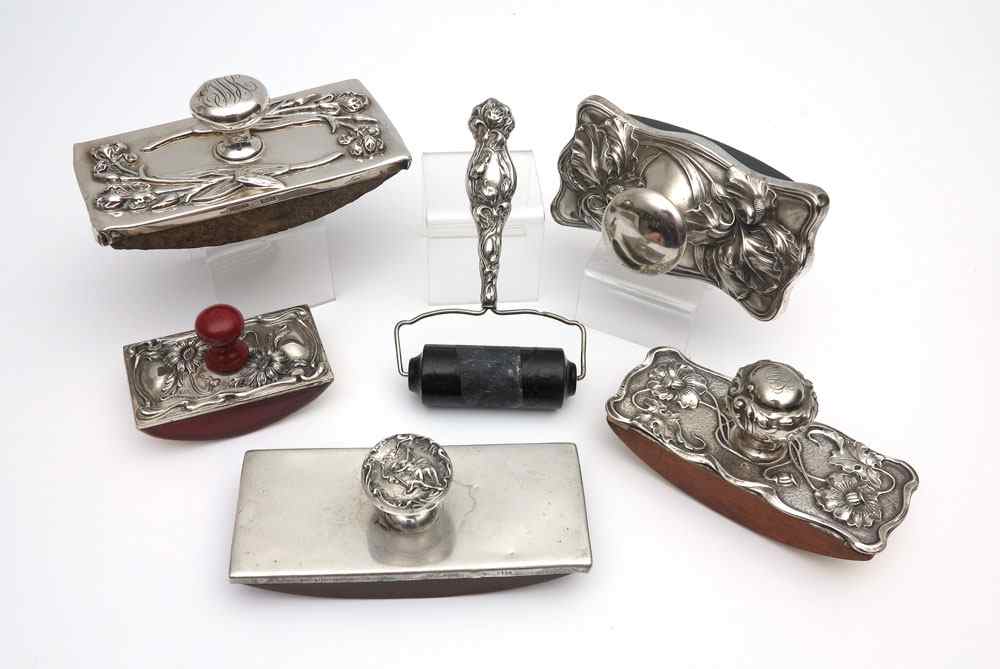 Appraisal: COLLECTION ART NOUVEAU STERLING INK BLOTTERS pieces to include Floral