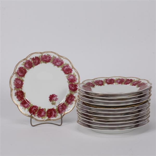 Appraisal: Twelve Haviland drop rose Limoges porcelain China salad plates Set