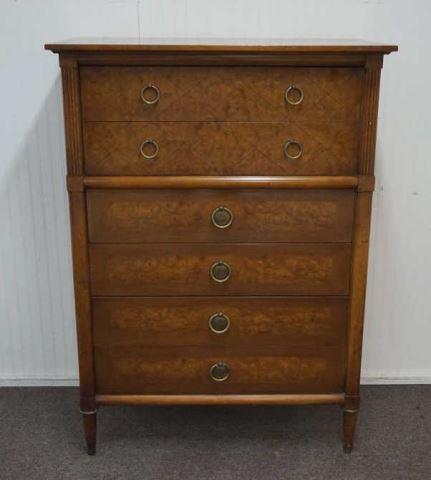 Appraisal: 's Walnut drawer walnut chest with burl walnut drawer facing