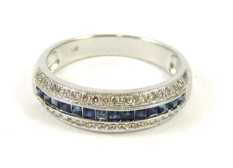 Appraisal: SAPPHIRE DIAMOND AND WHITE GOLD RING The k white gold