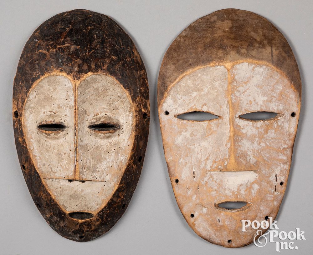 Appraisal: Two African Cameroon painted Fang Masks Two African Cameroon painted