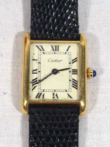 Appraisal: Cartier A gold plated Cartier tank wrist watch circa