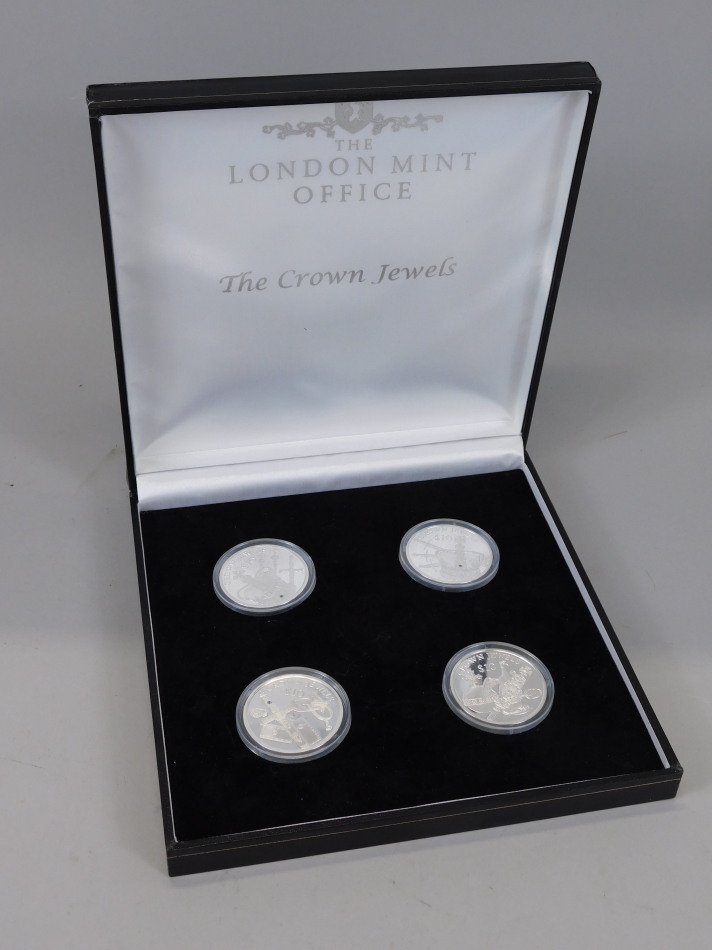 Appraisal: Four commemorative coins from the Crown Jewels Silver Proof coin