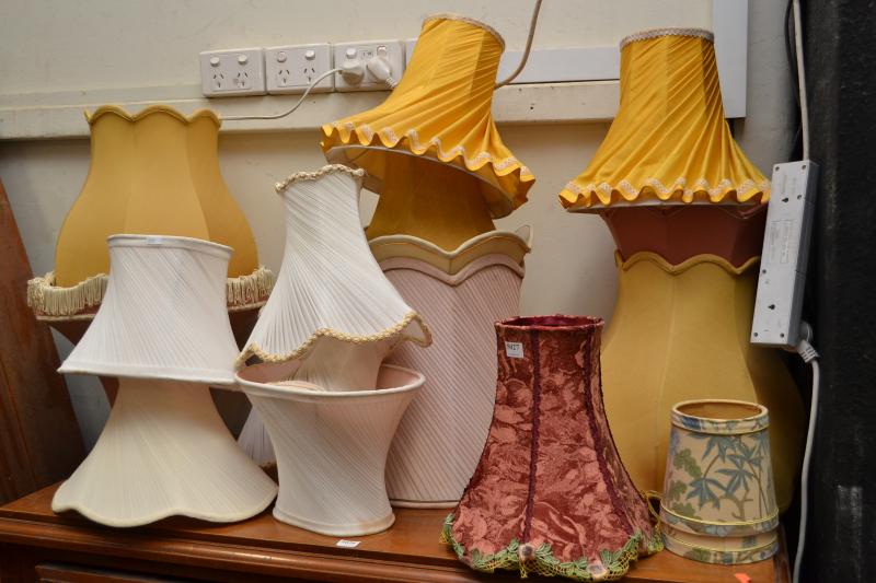 Appraisal: TWO BOXES OF ASSORTED RETRO LAMP SHADES TWO BOXES OF