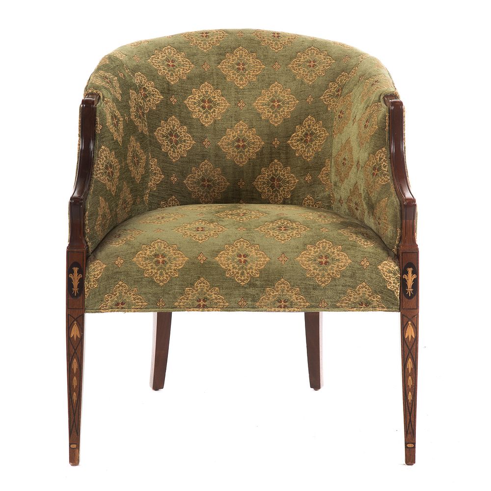 Appraisal: Federal Style Mahogany Upholstered Tub Chair With mahogany frame and