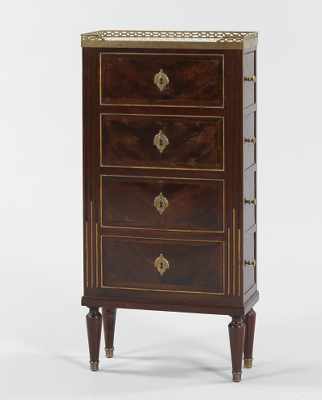 Appraisal: A Petite French Chest of Drawers Four side drawers with