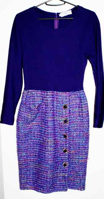 Appraisal: A VINTAGE 'MISS V' BY VALENTINO PURPLE DRESS with tweed